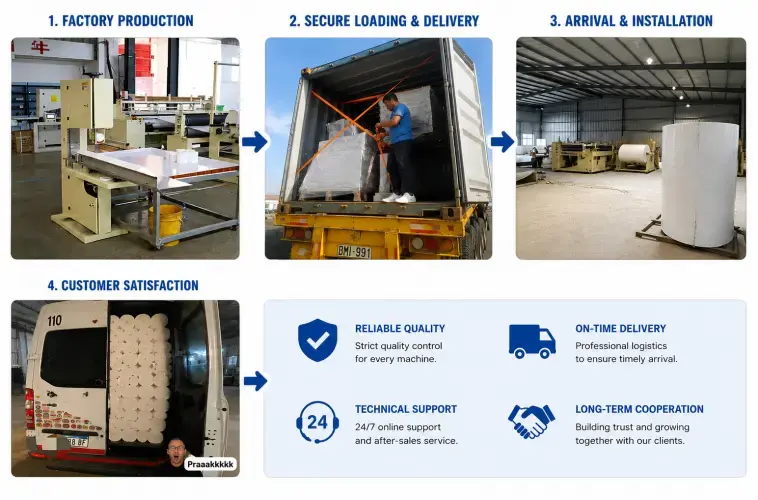 Hengyu Machinery Shipped 2200mm Semi Automatic Toilet Paper Production Line to Kenya Market